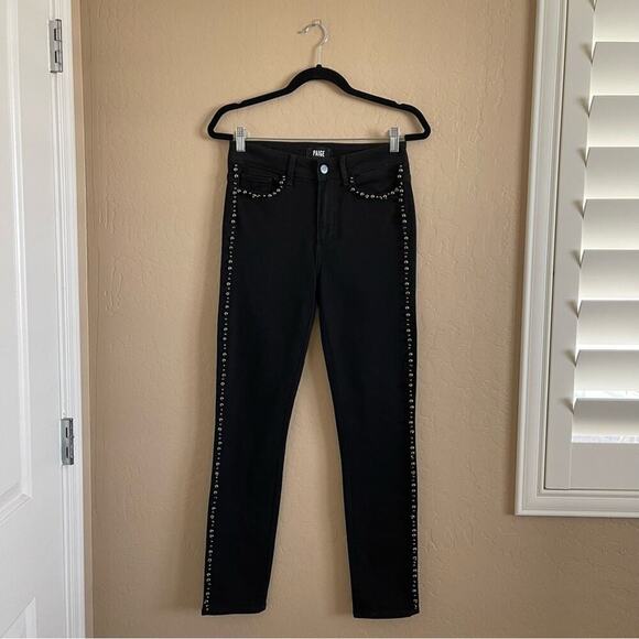 New Revolve Paige Noir Rox Embellished Hoxton Black Ankle Peg Skinny Jeans - Picture 3 of 8
